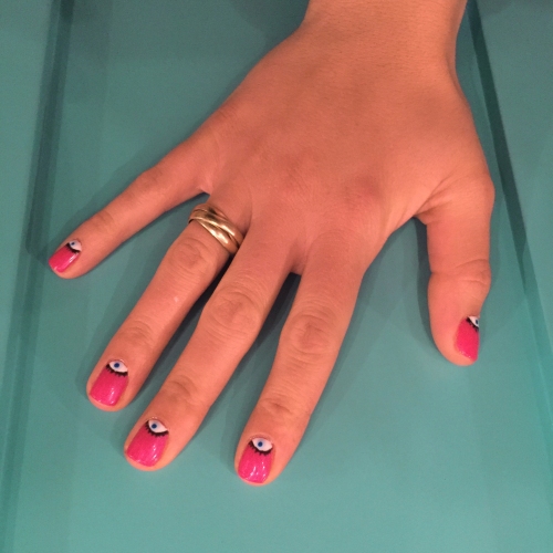 nails by natalie rose london mobile nail art technician manicure evil eyes pink