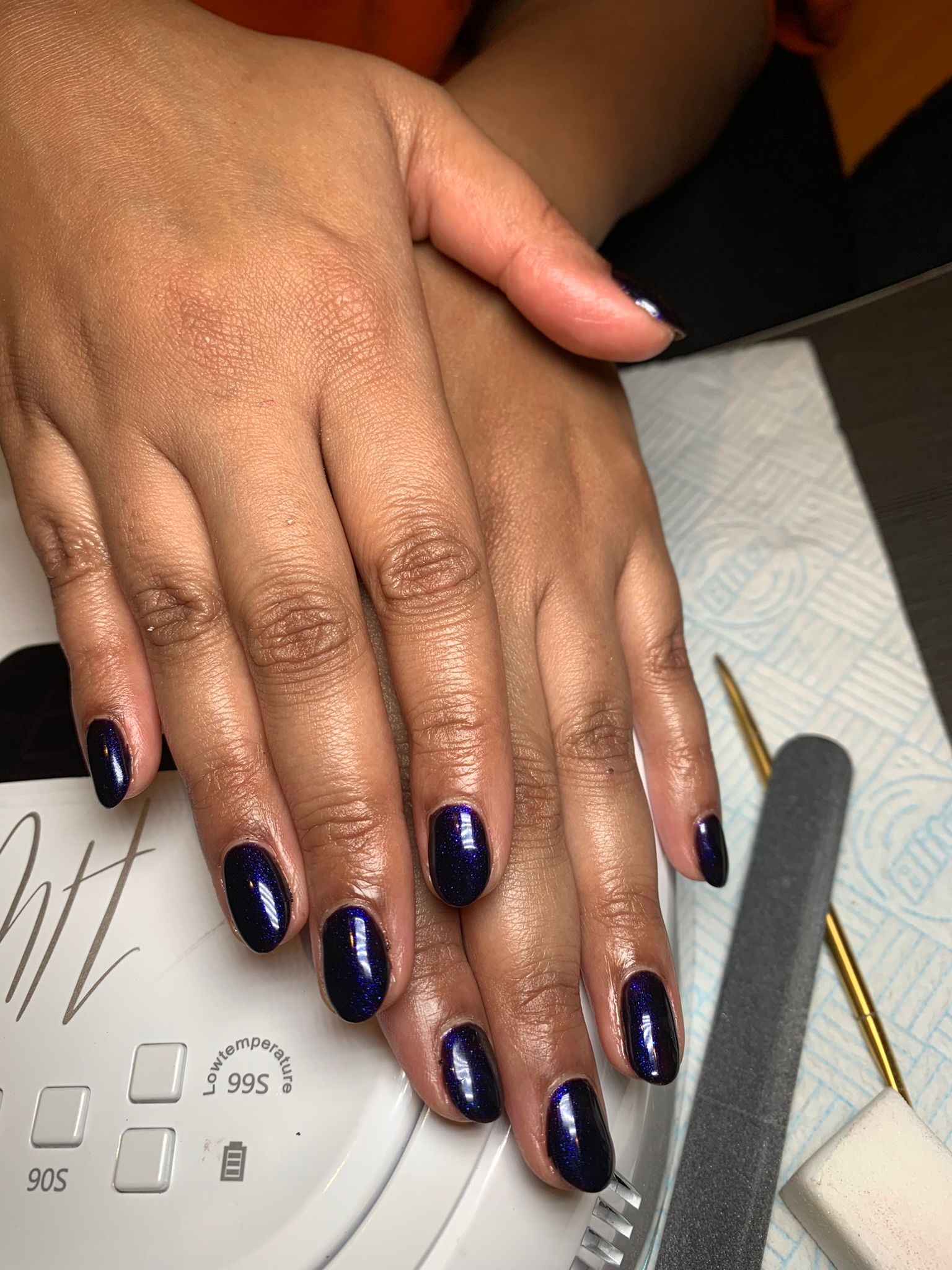 Happy 2023 Ink blue and a glimpse of my new lamp nails by natalie rose mobile manicure and pedicure london
